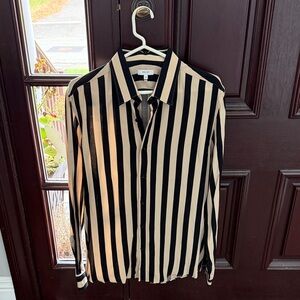 Reiss Black and Cream Striped Casual Shirt